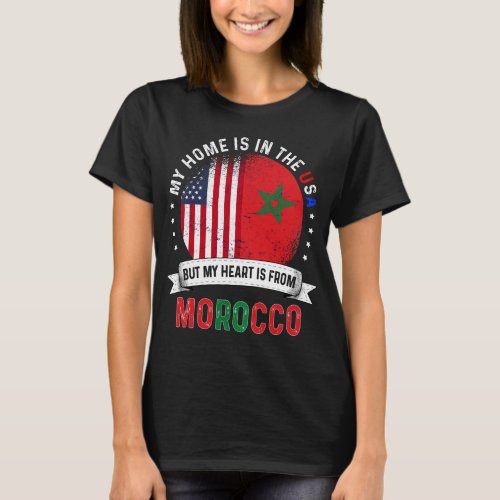 Moroccan American Flag Moroccan Roots USA Citizen T_Shirt
