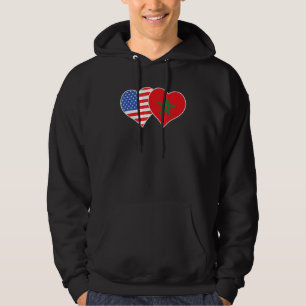 Moroccan American Flag Morocco Usa Hoodie