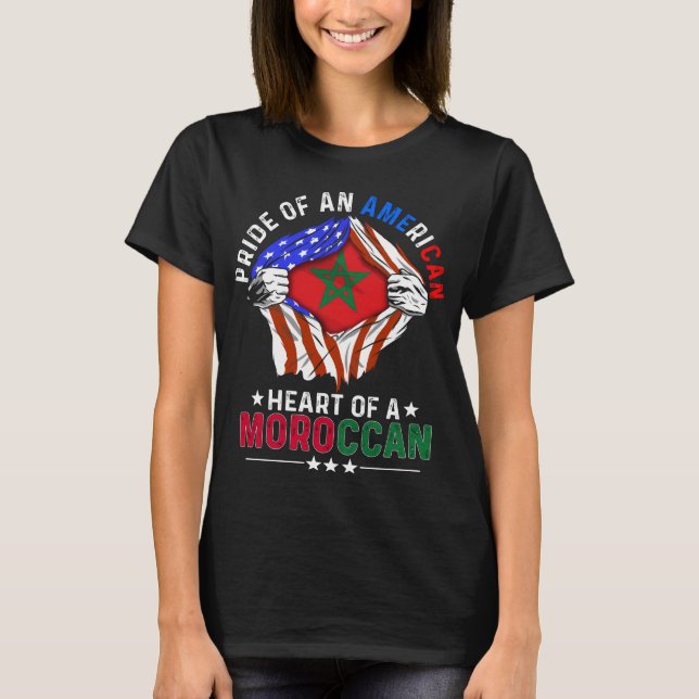 Moroccan American Foreign Country Morocco Flag T-Shirt (Front)