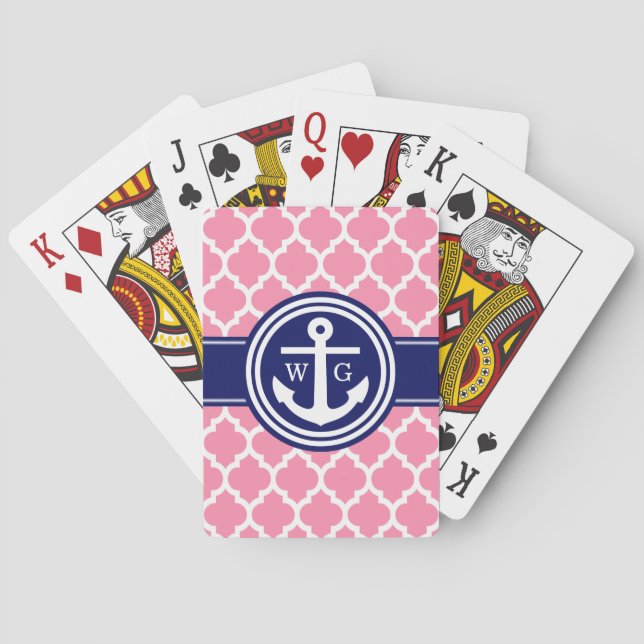 Moroccan Anchor Q Navy Blue Poker Cards (Back)