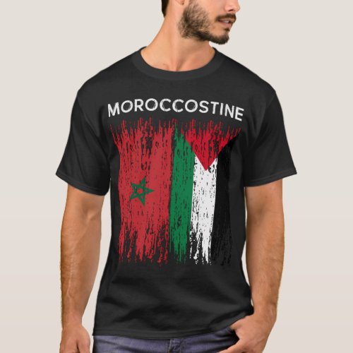 Moroccan And Palestinian Flag Morocco And T_Shirt