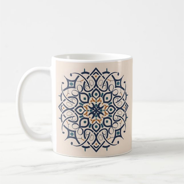 Moroccan Andalusian decorations, Mandala-Pattern Coffee Mug (Left)