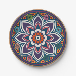 Moroccan Andalusian mosaic floral Paper Plates