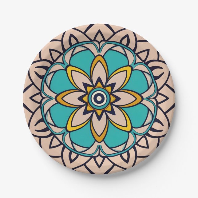 Moroccan Andalusian mosaic Paper Plates (Front)