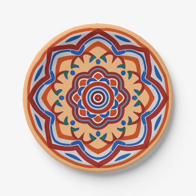 Moroccan Andalusian mosaic Paper Plates (Front)
