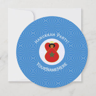 Moroccan Angel Hanukkah Flag Personalized Invitation