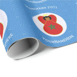 Moroccan Angel Hanukkah Flag Personalized  Wrapping Paper<br><div class="desc">Design, on personalized gift wrapping paper, has an angel wearing the Flag of Morocco. Above, the words, in white letters, read, HANUKKAH 20??. Below, a place for a name, yours, for a personalized look, or, your gift recipient's for a thoughtful gift wrap. The angel sits on a circle of white...</div>