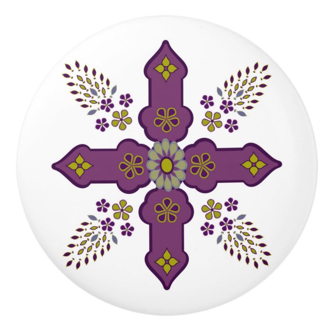 Moroccan Arabesque flowers inspired drawer knob (Front)