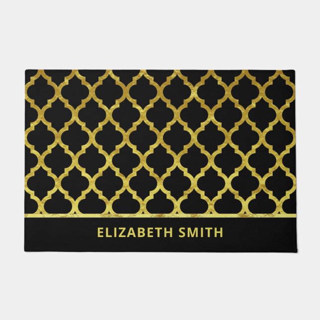 Moroccan Arabesque Gold Doormat (Front)