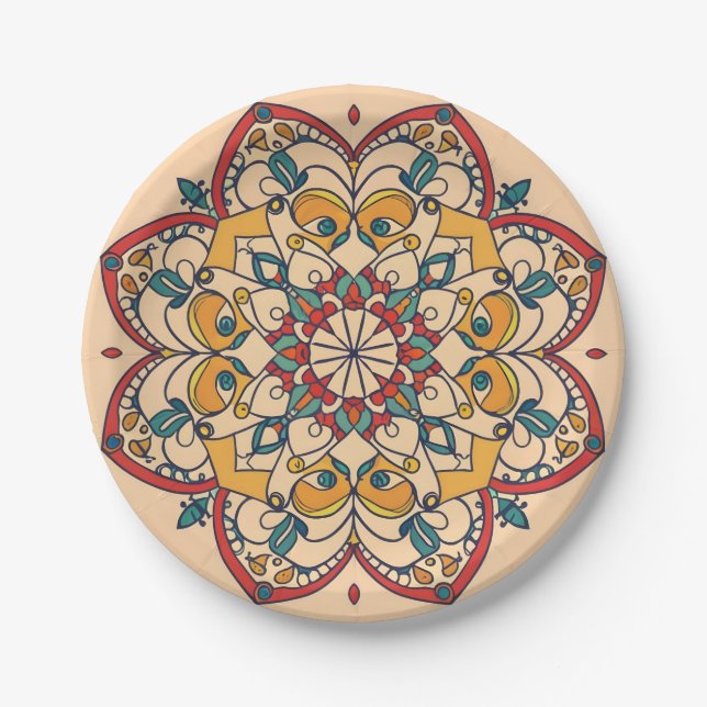 Moroccan Arabic mosaic Paper Plates (Front)