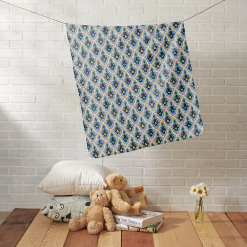 Moroccan Arabic tracery pattern in blue and yellow Baby Blanket