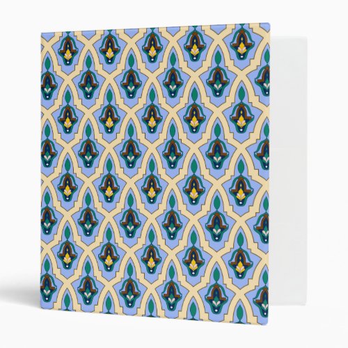 Moroccan Arabic tracery pattern in blue and yellow Binder