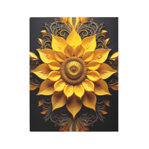 Moroccan Art Sunflower Design Metal Print