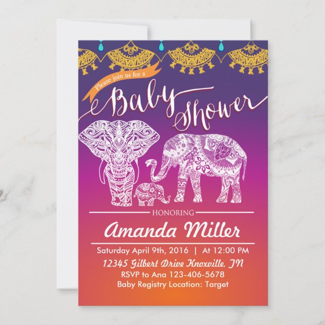 Moroccan Baby Shower - Indian Inspiration - India Invitation (Front)