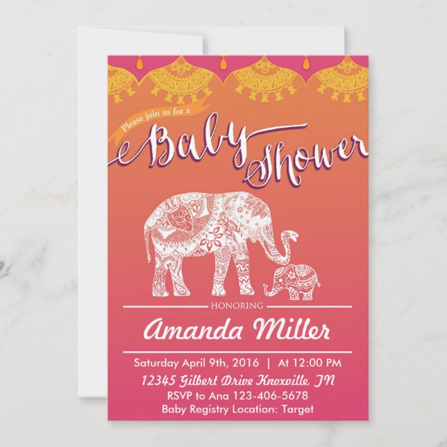 Moroccan Baby Shower - Indian Inspiration - India Invitation (Front)