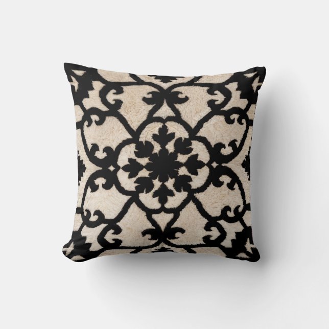Moroccan Black and White Kilim Pillows: A Blend of Throw Pillow (Front)