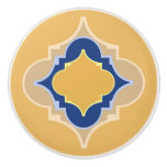 Moroccan blue and gold hues shapes ceramic knob