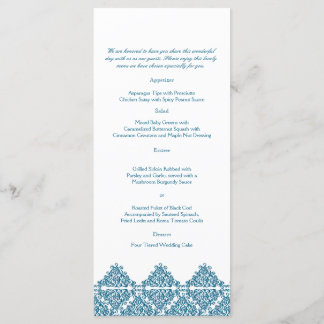 Moroccan Blue Damask Wedding Menu
