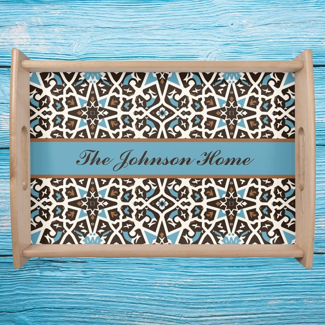 Moroccan Blue & Earth Personalized Serving Tray (Creator Uploaded)