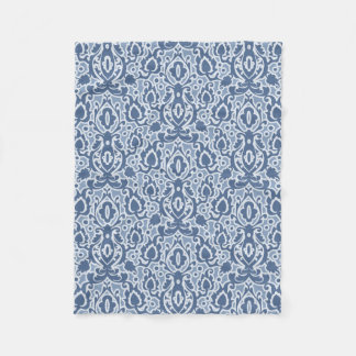 Moroccan Blue Gray Casbah Damask Fleece Blanket