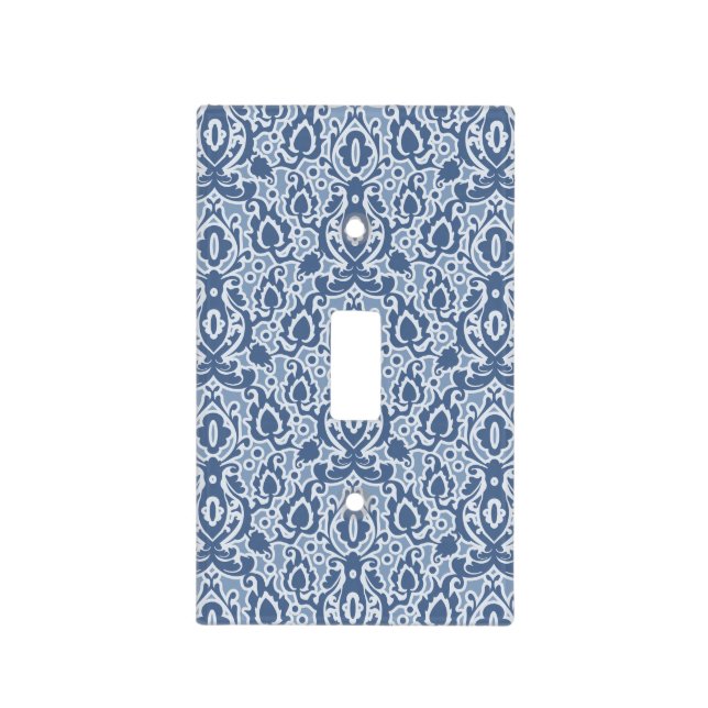 Moroccan Blue Gray Casbah Damask Light Switch Cover (Front)
