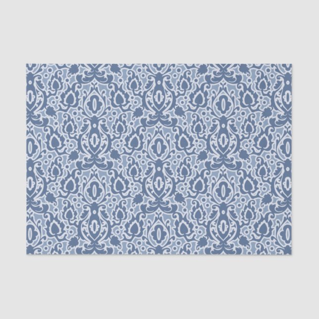 Moroccan Blue Gray Casbah Damask Tissue Paper (Front)