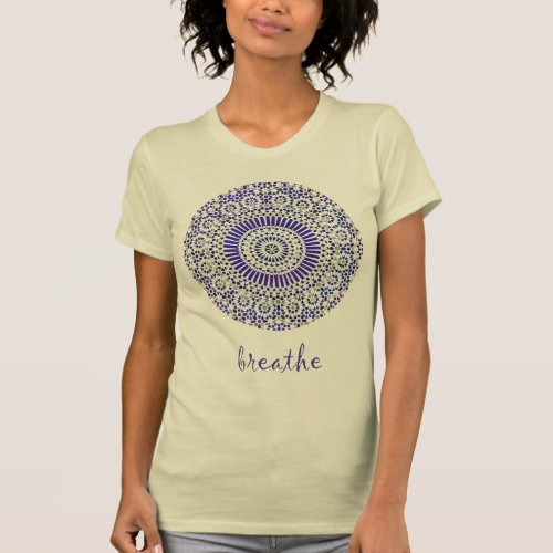 Moroccan blue mosaic circle yoga meditation design T_Shirt