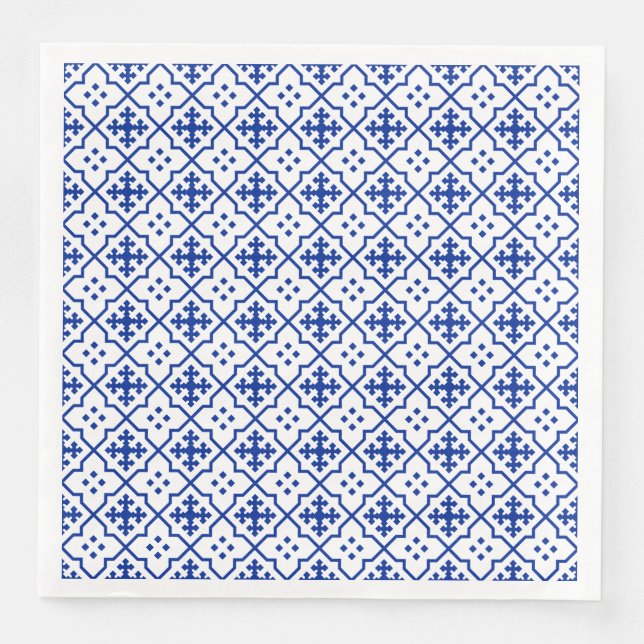 Moroccan Blue Paper Dinner Napkins (Front)