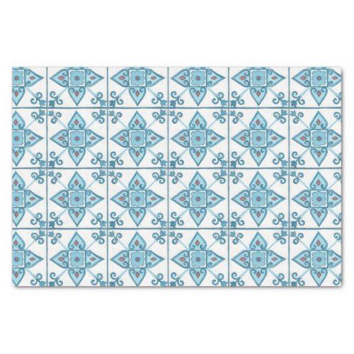 Moroccan Blue Tile Motif Tissue Paper