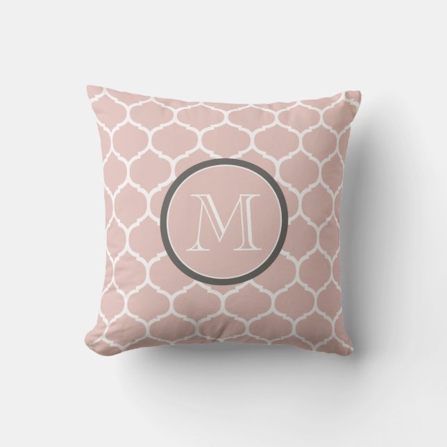 Moroccan Blush Monogram Pillow (Front)
