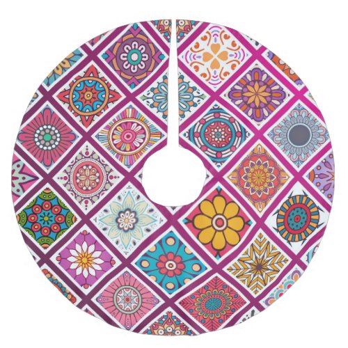 Moroccan Bohemian Mandala Tiles Brushed Polyester Tree Skirt