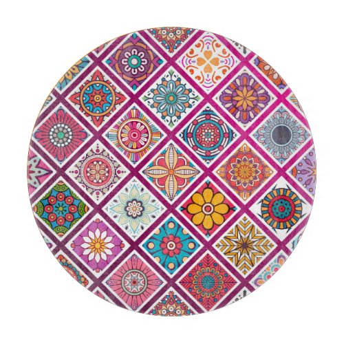 Moroccan Bohemian Mandala Tiles Cutting Board