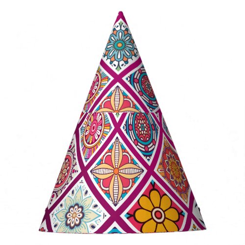 Moroccan Bohemian Mandala Tiles Party Hat