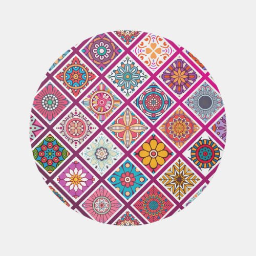 Moroccan Bohemian Mandala Tiles Rug