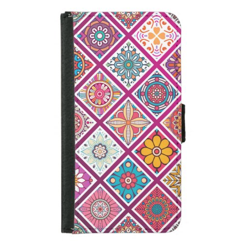 Moroccan Bohemian Mandala Tiles Samsung Galaxy S5 Wallet Case