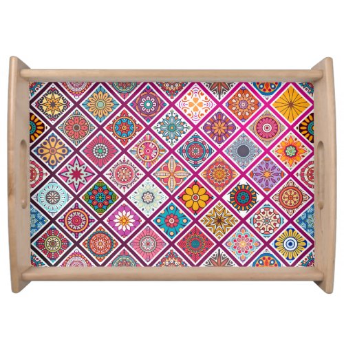 Moroccan Bohemian Mandala Tiles Serving Tray