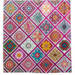 Moroccan Bohemian Mandala Tiles Shower Curtain