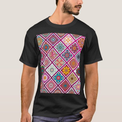 Moroccan Bohemian Mandala Tiles T_Shirt