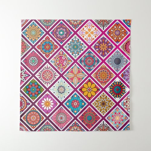 Moroccan Bohemian Mandala Tiles Tapestry