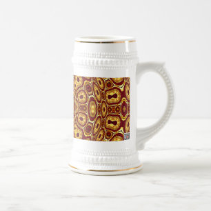 Moroccan Boho Red Gold Abstract Pattern Beer Stein