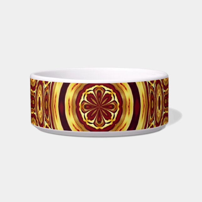 Moroccan Boho Red Gold Abstract Pattern Bowl (Front)