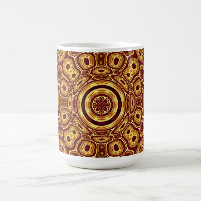 Moroccan Boho Red Gold Abstract Pattern Coffee Mug (Center)