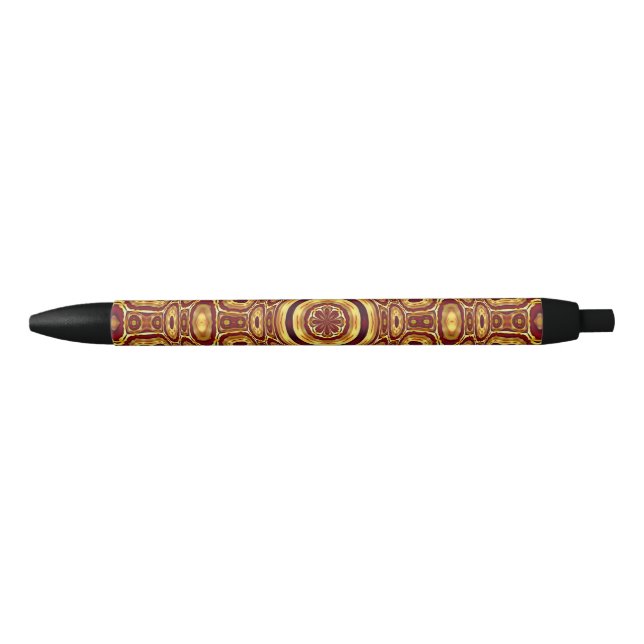 Moroccan Boho Red Gold Abstract Pattern Pen (Front)