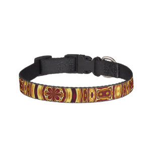 Moroccan Boho Red Gold Abstract Pattern Pet Collar