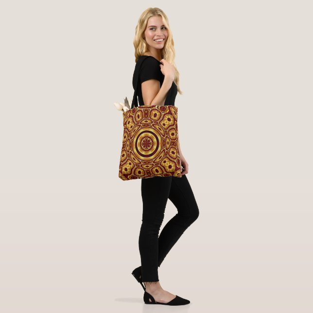 Moroccan Boho Red Gold Abstract Pattern Tote Bag (On Model)