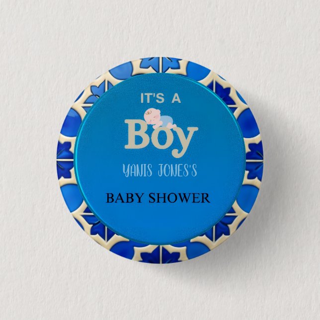 Moroccan Boy Baby Shower  Button (Front)