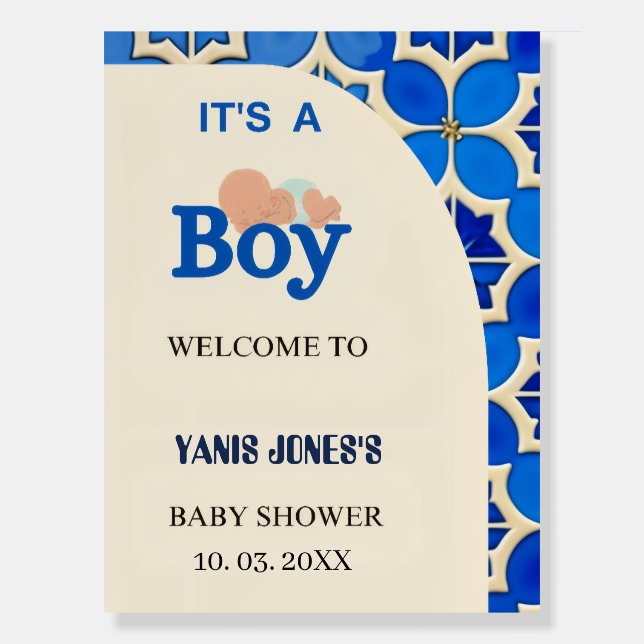 Moroccan Boy Baby Shower Welcome  Foam Board (Front)