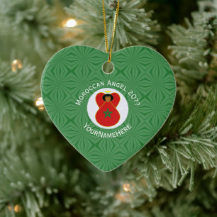 Moroccan Christmas Angel Flag Personalized Ceramic Ornament