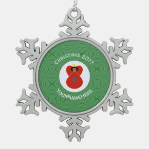 Moroccan Christmas Angel Flag Personalized Snowflake Pewter Christmas Ornament