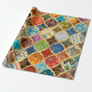 Moroccan Colorful Tiles Decoupage Gift Wrapping Paper